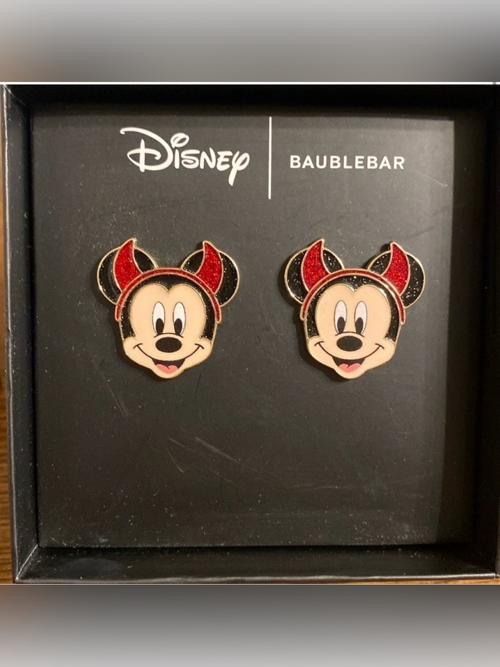 BaubleBar Disney Mickey Mouse Devil Stud Earrings Red & Black Halloween